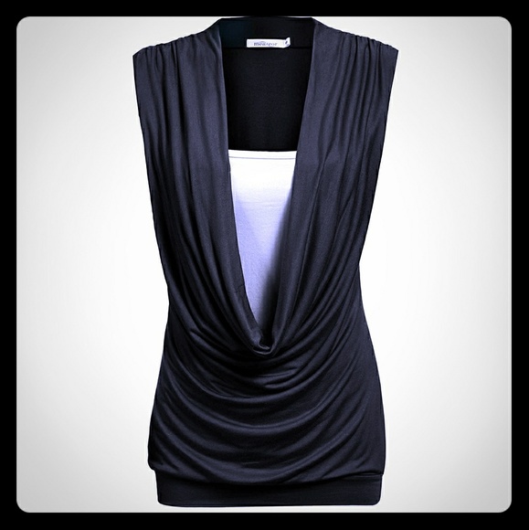 Tops - Cowl neck shirt, casual, sleeveless tank top